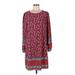 Ann Taylor LOFT Casual Dress - Shift Crew Neck 3/4 sleeves: Red Floral Dresses - Women's Size Medium