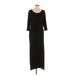 Gap Casual Dress - Sheath Scoop Neck 3/4 sleeves: Black Print Dresses - Women's Size Large
