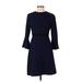Eliza J Casual Dress - A-Line: Blue Solid Dresses - Women's Size 4