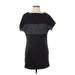 Athleta Casual Dress - Mini High Neck Short sleeves: Black Stripes Dresses - Women's Size X-Small