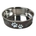 1.5l Black Paw Motif Karlie Stainless Steel Dog Bowl