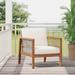 Winston Porter Kimyetta Patio Chair w/ Cushions Wood in Brown/White | 30 H x 27 W x 31 D in | Wayfair D3C69F52AD3D40FE91DB863D9B514A73