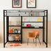 Mason & Marbles Agata Loft Bed w/ Desk & Whiteboard, Metal Loft Bed w/ 3 Shelves & Ladder Metal in Black | 66.5 H x 56.5 W x 77.4 D in | Wayfair