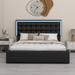 Ivy Bronx Grieteke Upholstered Panel Bed Upholstered in Black | 45.3 H x 66.5 W x 82.7 D in | Wayfair 881033F71B494B2AA35638F3631ABFA5