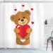 The Holiday Aisle® Funny Bear Shower Curtain Valentine's Day Heart Polyester in Pink | 70 H x 69 W in | Wayfair 9B5CA1032BD447EB8C4129A9FB52AC98