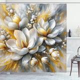 East Urban Home Yellow Shower Curtain Modern Magnolia Flowers Art Polyester | 75 H x 69 W in | Wayfair F078CB81BAA0443087519A22B3B91A34