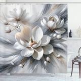 East Urban Home Grey Shower Curtain Realistic Magnolia Abstract Polyester | 70 H x 69 W in | Wayfair 9D926A09486E49E28A0AFC0A7D9C79DA