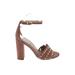 Sam Edelman Heels: Brown Print Shoes - Women's Size 6 - Open Toe