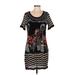 P. Luca Milano Casual Dress - Mini Scoop Neck Short sleeves: Black Floral Dresses - Women's Size Medium