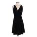 Tash + Sophie Casual Dress - Wrap V Neck Sleeveless: Black Print Dresses - New - Women's Size Small