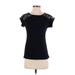 Saks Fifth Avenue Short Sleeve T-Shirt: Black Tops - Women's Size Small