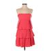 BCBGMAXAZRIA Casual Dress - A-Line Strapless Sleeveless: Red Solid Dresses - Women's Size 4