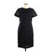 Banana Republic Casual Dress - Shift Crew Neck Short Sleeve: Black Solid Dresses - Women's Size 8