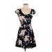 Kimchi Blue Casual Dress - A-Line Scoop Neck Short sleeves: Black Print Dresses - Women's Size X-Small