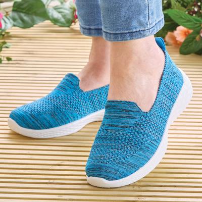 Women’s Memory Foam Slip-on Shoes, Blue, Size 8, Breathable Knit Shoes