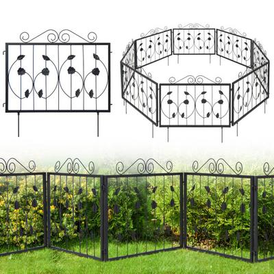 Costway Decorative Garden Fence with 8 Panels Animal Barrier-Black