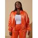 Plus Size Ruched Satin Jacket