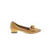 Flats: Loafers Chunky Heel Classic Yellow Print Shoes - Women's Size 38 - Pointed Toe