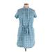 Vineyard Vines Casual Dress - Mini High Neck Short sleeves: Blue Plaid Dresses - Women's Size 14