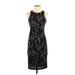 June & Hudson Casual Dress - Sheath Crew Neck Sleeveless: Black Print Dresses - Women's Size Small