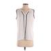 Calvin Klein Sleeveless Blouse: White Tops - Women's Size Small