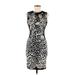 Roberto Cavalli Casual Dress - Bodycon Crew Neck Sleeveless: Black Leopard Print Dresses - Women's Size Medium