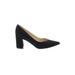 Marc Fisher Heels: Pumps Chunky Heel Work Black Solid Shoes - Women's Size 9 - Pointed Toe