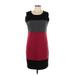 DressBarn Casual Dress - Mini Scoop Neck Sleeveless: Burgundy Color Block Dresses - Women's Size 10