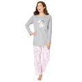 Plus Size Women's Long Sleeve Knit PJ Set by Dreams & Co. in Heather Grey Spring Dog (Size 30/32) Pajamas