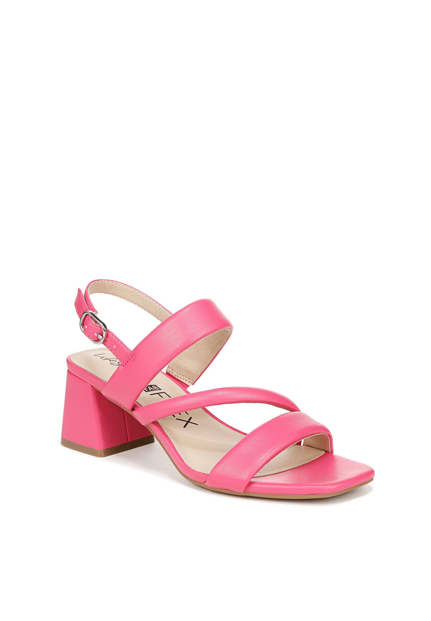 Women's Celia Heeled Sandal by LifeStride in Pink Faux Leather (Size 11 M)