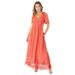 Plus Size Women's Lace-Panelled Crinkle Boho Dress by Roaman's in Dusty Coral (Size 38/40)