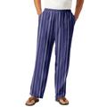 Men's Big & Tall Elastic Waist Gauze Cotton Pants by KS Island in Navy Stripe (Size 4XL)