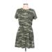 Old Navy Casual Dress - Mini Crew Neck Short sleeves: Green Camo Dresses - Women's Size Large