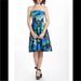 Anthropologie Dresses | Anthropologie Vanessa Virginia Blue Watercolor Floral Print 50s Midi Dress Sz 14 | Color: Blue/Green | Size: 14