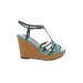 Christian Siriano for Payless Wedges: Teal Color Block Shoes - Women's Size 6