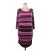 Sofia by Sofia Vergara Casual Dress - Mini Scoop Neck 3/4 sleeves: Purple Color Block Dresses - Women's Size X-Large