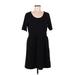 Lands' End Casual Dress - A-Line Scoop Neck Short sleeves: Black Print Dresses - Women's Size Medium