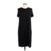 American Eagle Outfitters Casual Dress - Shift Crew Neck Short sleeves: Black Solid Dresses - Women's Size Medium