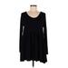 Agnes & Dora Casual Dress - A-Line Scoop Neck Long sleeves: Black Solid Dresses - Women's Size Medium