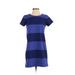 Gap Casual Dress - Shift Crew Neck Short sleeves: Blue Color Block Dresses - Women's Size Small