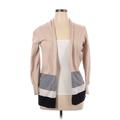 Pink Clover Cardigan Sweater: Tan Color Block Sweaters & Sweatshirts - Women's Size X-Large