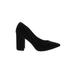 Fergalicious Heels: Slip-on Chunky Heel Minimalist Black Solid Shoes - Women's Size 7 - Pointed Toe