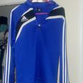 Adidas Jackets & Coats | Adidas Blue Activewear Sweatshirt Jumper Quarter Zip Three Stripe | Color: Blue | Size: S