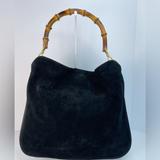 Gucci Bags | Gucci Suede Leather Bamboo Bag Black Zipper Closure | Color: Black | Size: Os