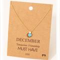 Anthropologie Jewelry | December Turquoise Birthstone Gem Pendant Necklace | Color: Blue | Size: Slate