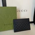 Gucci Accessories | Gucci Guccissima Navy Leather Card Holder Card Wallet New W/ Box & Dustbag | Color: Blue | Size: Os
