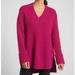 Athleta Sweaters | Athleta Shasta V-Neck Oversized Fit Wool Knit Sweater- Dark Pink, Size Large | Color: Pink | Size: L