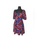 Jessica Simpson Dresses | Floral Dress Puff Sleeve Sweetheart Neckline Size Xl | Color: Blue/Red | Size: Xl