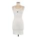 No Comment Casual Dress - Mini Scoop Neck Sleeveless: Ivory Print Dresses - Women's Size Medium