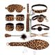 BAOMAZ4 10 Pieces Erotic Bondage Set SM Bondage Leopard Print Bondage Set Collar Handcuffs Ankle Cuffs Whip Mouth Gag Blindfold Restraint BDSM Bondage Set Sex Toy for Couples